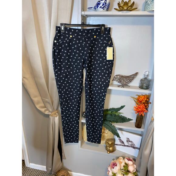 NWT Michael Kors size Medium Black Basic Paisley Print Pants with Some Stretch - Picture 1 of 12
